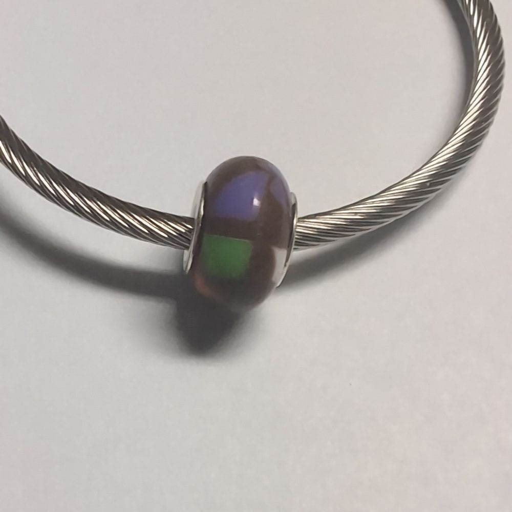 Brown‎ Purple Red White Block Charm for Pandora Style Bracelet